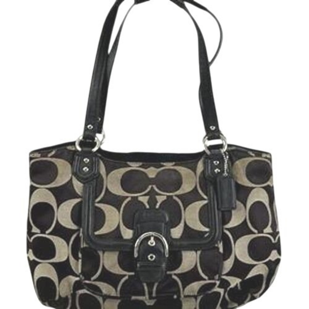 Coach Soho Signature Black Grey Jacquard Leather Shoulder Bag F25254
